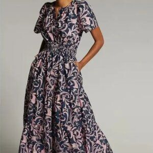 Somerset Maxi Dress by Anthropologie - Pink & Blue Floral XS